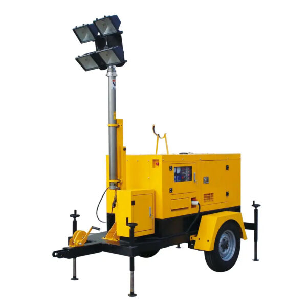 19KW high mast mobile trailer portable solar Light tower diesel generator